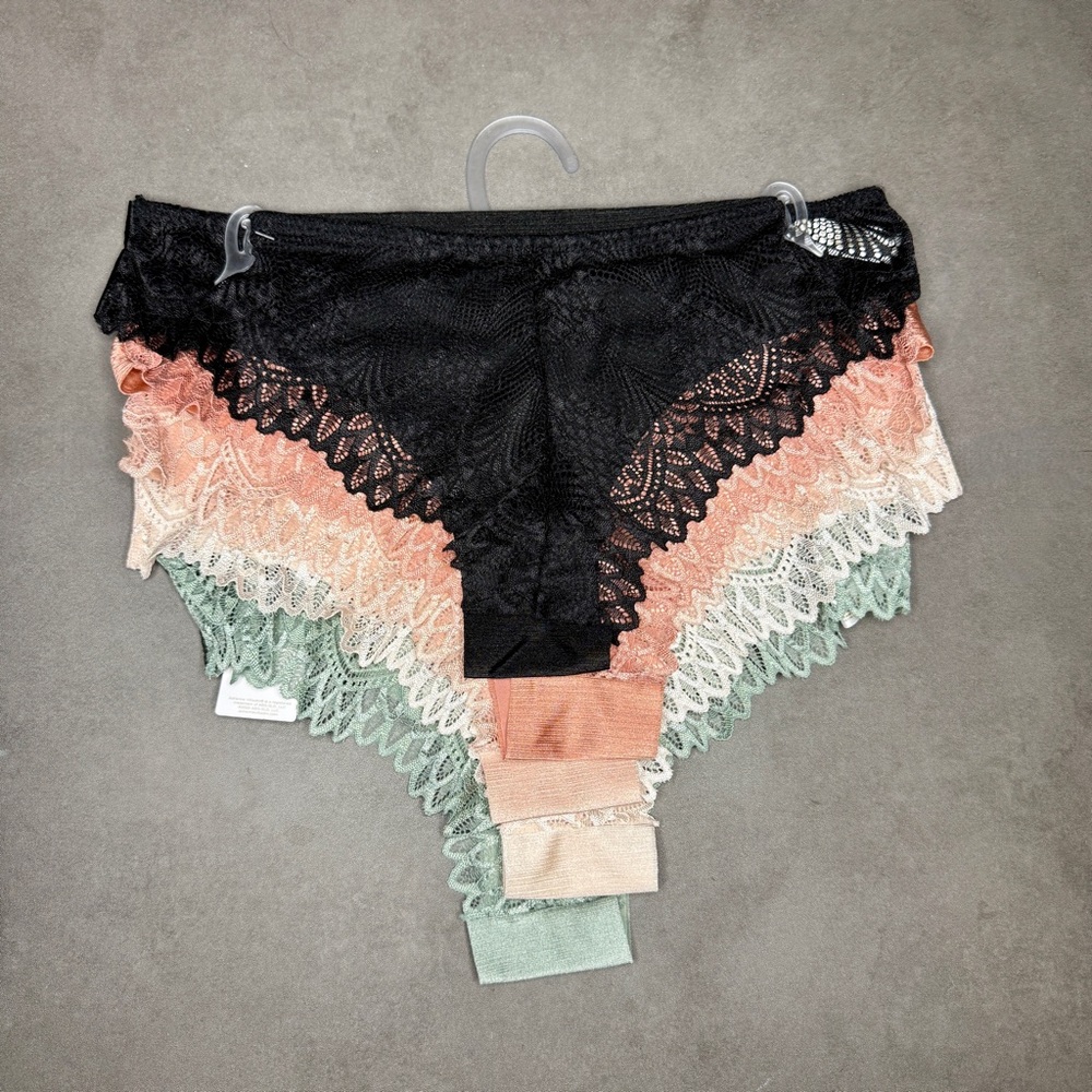 Adrienne Vittadini Women's‎ Satin & Lace Panties - Black, Peach, Mint - Picture 2 of 2